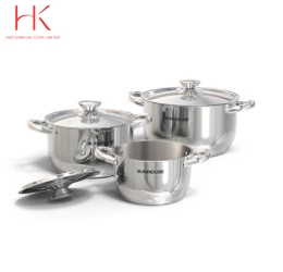 BỘ NỒI INOX 3 ĐÁY SUNHOUSE SHG302