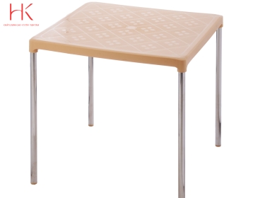 Bàn Vuông Chân Inox - Kem