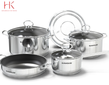 BỘ NỒI CHẢO INOX  EASY COOK SUNHOUSE