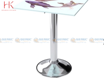 Bàn kiếng 6 tấc chân mâm 1 trụ inox