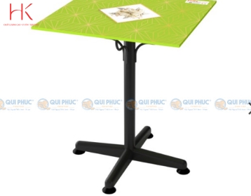 Bàn kiếng 6 tấc chân Paris 1 trụ sắt - Đen