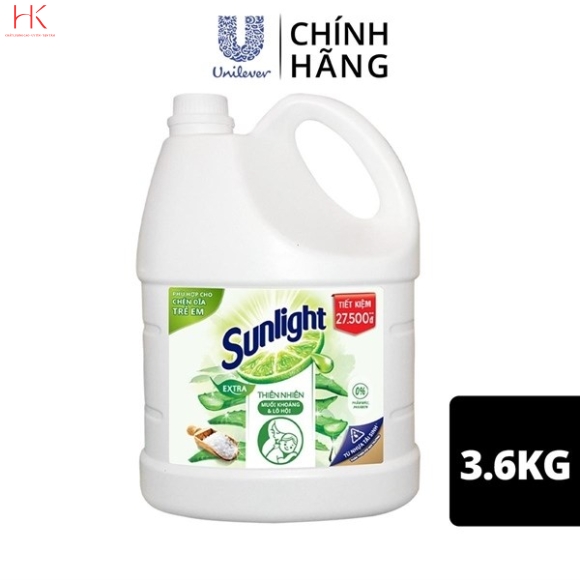 Nước Rửa Chén Sunlight Thiên Nhiên Lô Hội Và Muối Khoáng Can 3\.6kg