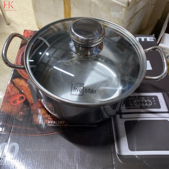 NỒI INOX 3 ĐÁY CAO CẤP FIVESTAR 20CM NẮP KÍNH
