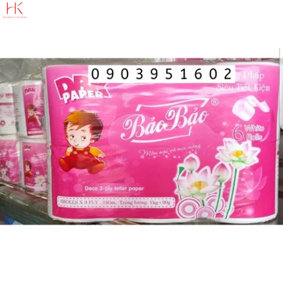 Giấy Vệ Sinh Bảo Bảo Có Lõi 6 Cuộn 980g