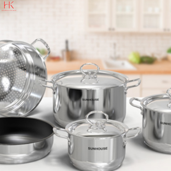 BỘ NỒI CHẢO INOX 5 MÓN EASY COOK SUNHOUSE