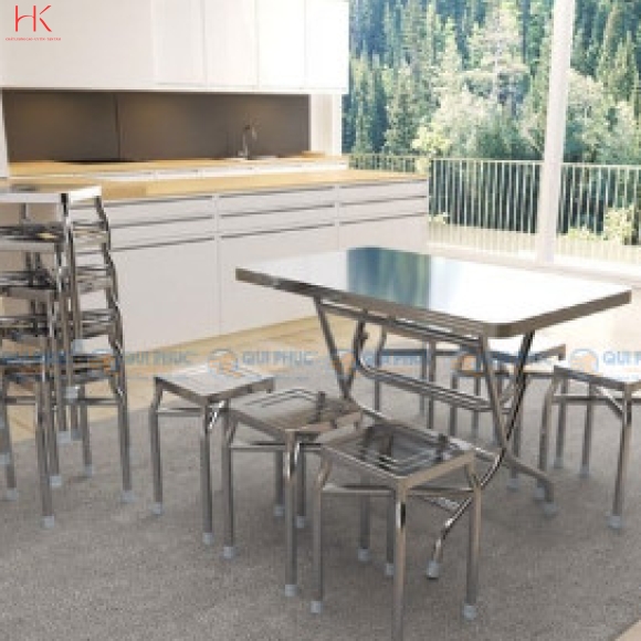 Ghế đẩu inox DELI mặt vuôn