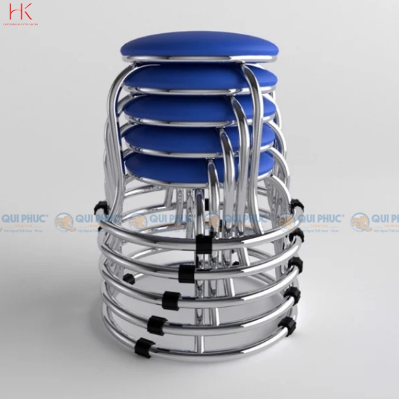 Ghế đôn inox WIN mặt nệm phi 19 chân lùn