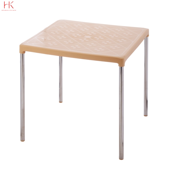 Bàn Vuông Chân Inox - Kem