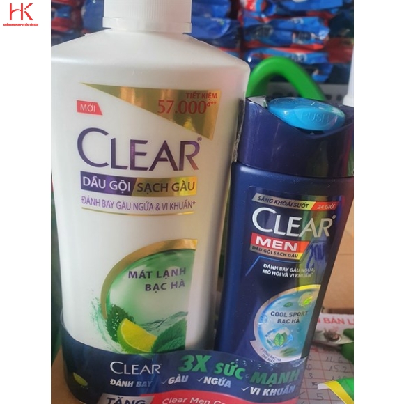 dầu gội bạc hà clear 650g