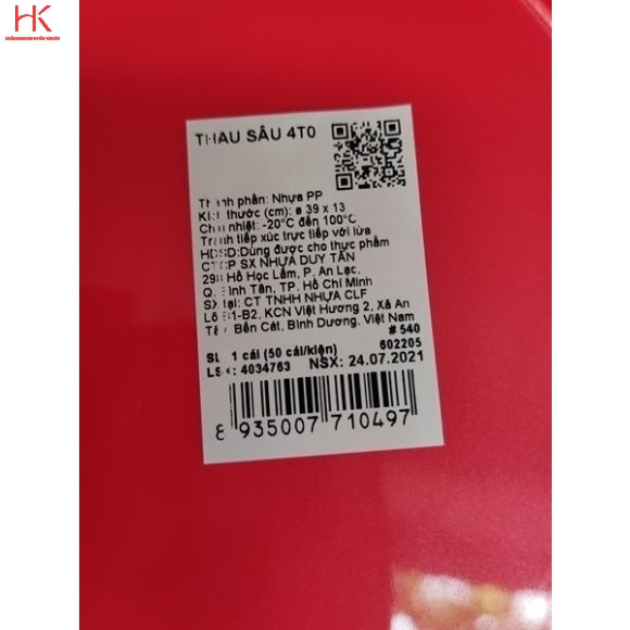 THAU NHỰA DUY TÂN SÂU 4T0 H049