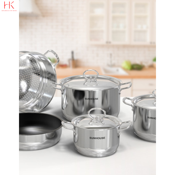 BỘ NỒI CHẢO INOX 5 MÓN EASY COOK SUNHOUSE