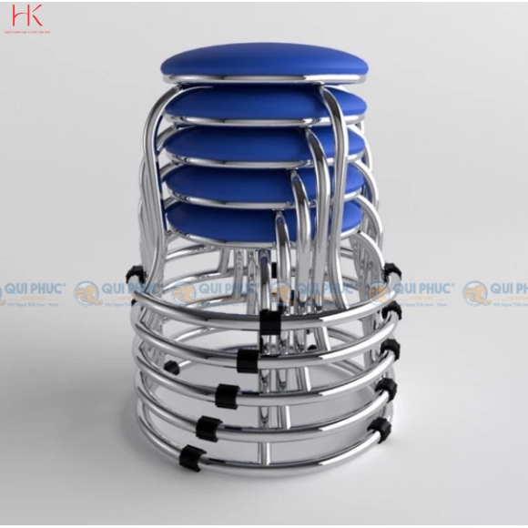 Ghế đôn inox WIN mặt nệm phi 19 chân lùn